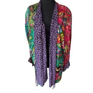 Women’s‎ L Carole Little Multicolor Floral Drape Jacket – Size 12